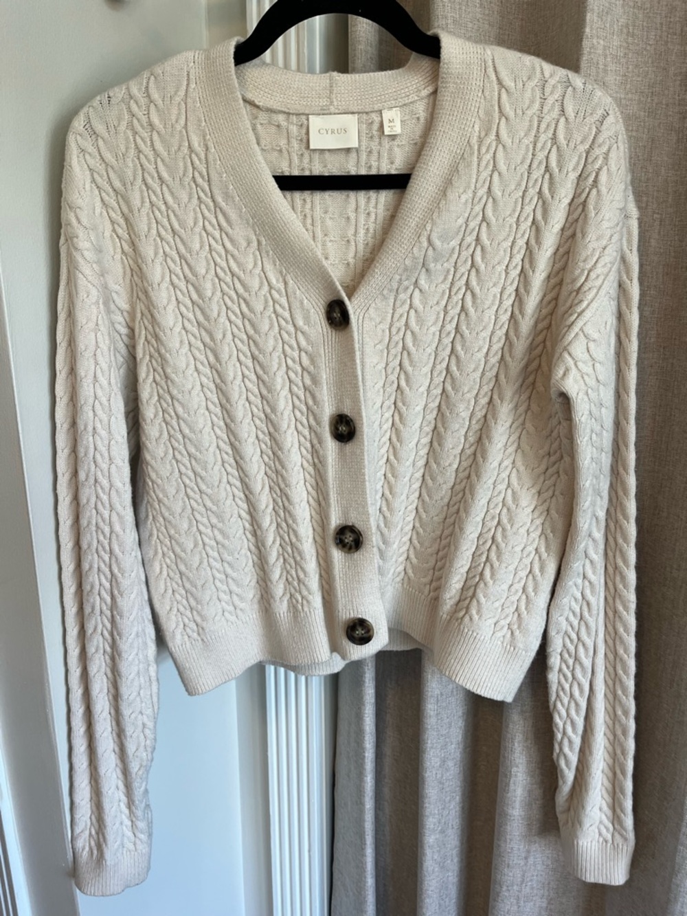 Cyrus Ivory Cable-Knit Button Front Cardigan